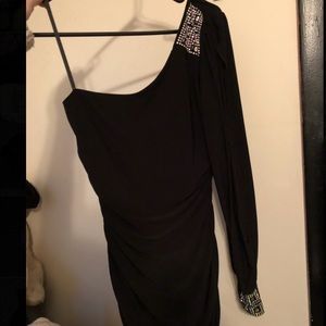 Split sleeve black dress